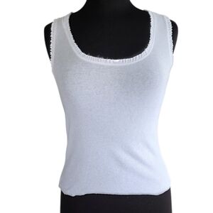 Bella Swan White Cami Merona Y2K 2000s Ruffle Trim Sleeveless Tank Top